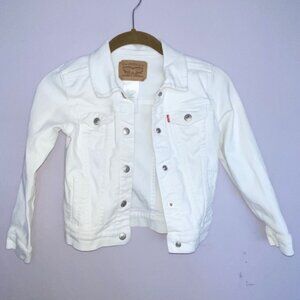 Levis Kids White Denim‎ Jacket With Button Closure & Pockets For Girls Size 6X